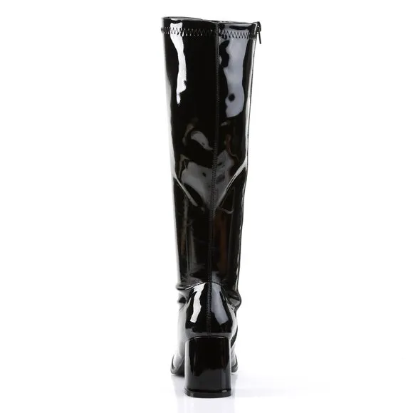 Drag Wide Calf Heel Knee High Boots