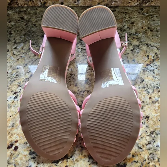 Draper James Chic Pink Gingham High Heel Sandals with Bow