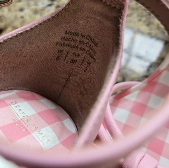 Draper James Chic Pink Gingham High Heel Sandals with Bow