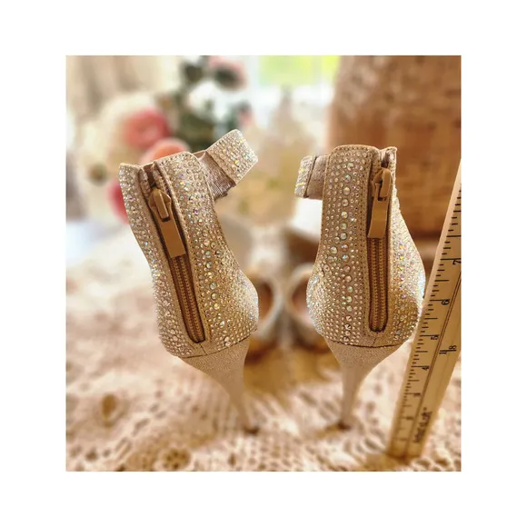 Dream Pairs High Heel‎ Stiletto Platform Pumps Gold Glitter Rhinestone size 9