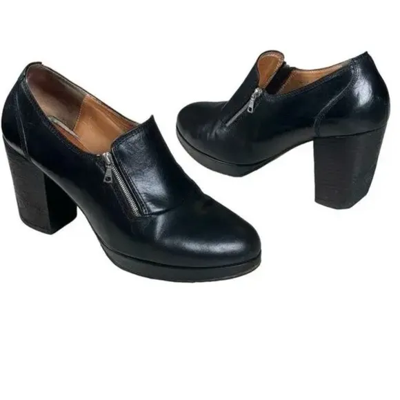 Dries Van Noten Black Leather Heeled Boots Women's Size US 38 1/2