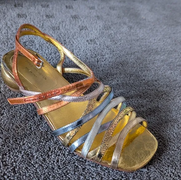 Dries Van Noten ~ Rose Gold Multicolored Sandals 36.5