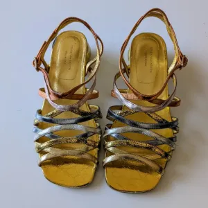 Dries Van Noten ~ Rose Gold Multicolored Sandals 36.5