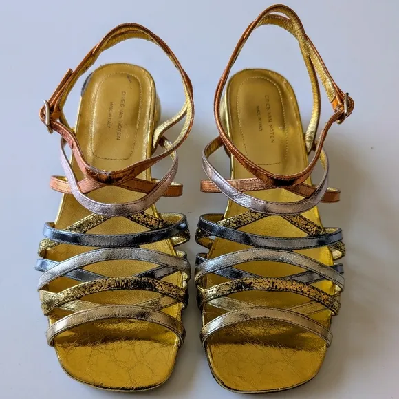 Dries Van Noten ~ Rose Gold Multicolored Sandals 36.5