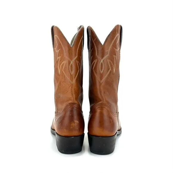 DURANGO BROWN LEATHER ALMOND TOE BLOCK HEEL FESTIVAL RODEO WESTERN COWBOY BOOTS