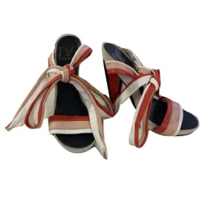 DVF Colorblock Leather Sandals, Size 10