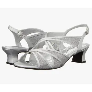 Easy‎ Street Sz 7.5 M Silver Mesh Dress Sling Back Sandals 1.5&quot; Heel NEW!!!