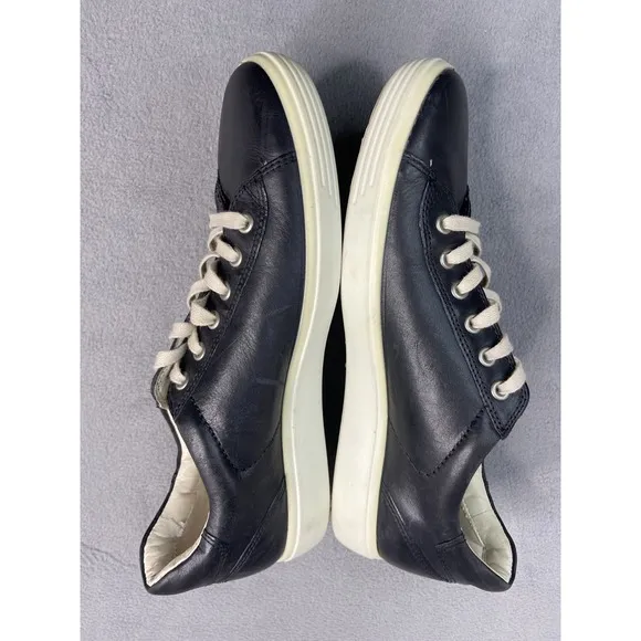 Ecco Shoes Sneakers Women 41 US 9.5 Navy Blue Soft 7 Leather Sneaker Casual