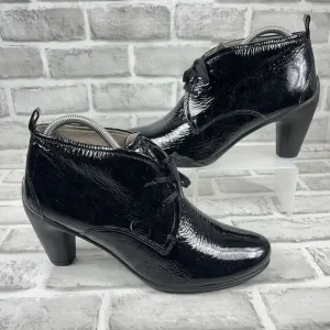 Ecco Womens Patent Leather Sculptured65 Block Heel Ankle Boots Size 41 - 10/10.5