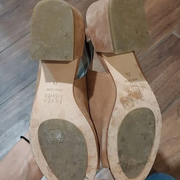 Eileen Fisher 7.5 vero cuoio brown block heel sandals