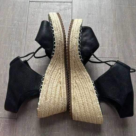 Eileen Fisher Agnes Suede Espadrille Wedge Sandal Shoes Women's Size 7.5