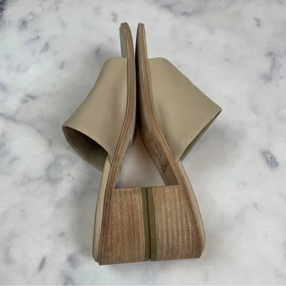 Eileen Fisher Airy Putty Leather Thong Block Heel Sandals