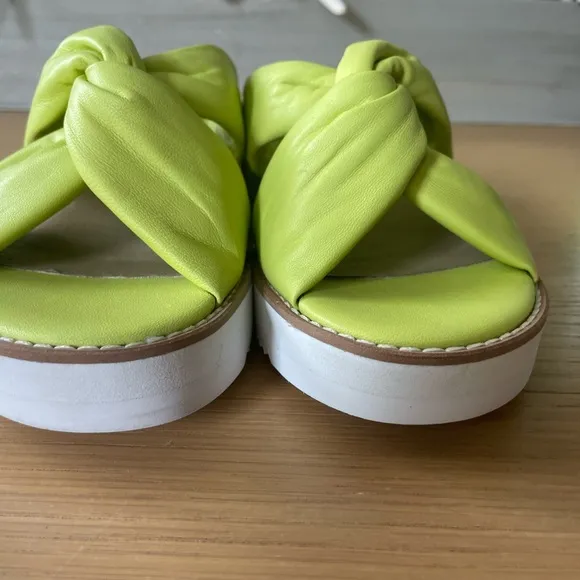 EILEEN FISHER BENE PLATFORM CITRUS LEATHER  WEDGE SANDALS SIZE 8