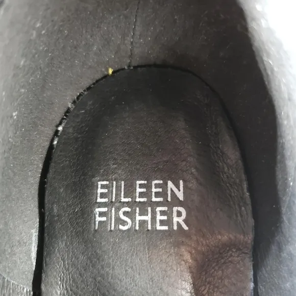 Eileen Fisher | Black Genuine Suede Leather Almond Toe Block Heel Boots Women 7
