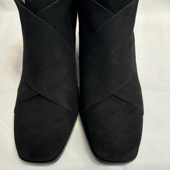 Eileen Fisher Black Suede Heeled Ankle Boots  Women’s Size 8