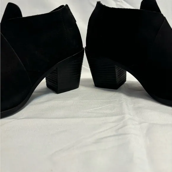 Eileen Fisher Black Suede Heeled Ankle Boots  Women’s Size 8