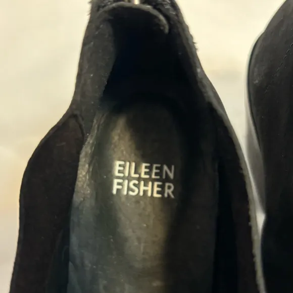 Eileen Fisher Black Suede Heeled Ankle Boots  Women’s Size 8