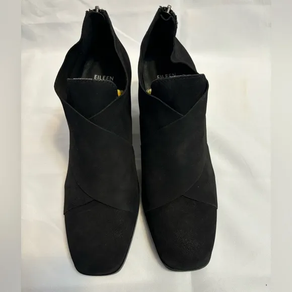 Eileen Fisher Black Suede Heeled Ankle Boots  Women’s Size 8