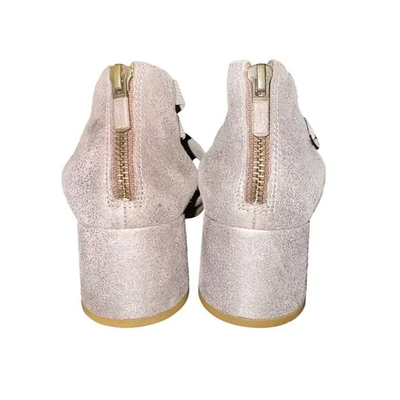 Eileen Fisher Juku Pump Women's Size 7.5 Pewter Metallic Leather Strappy Shoes