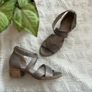 Eileen Fisher Kirby Metallic Leather Strappy Block Heel Sandals