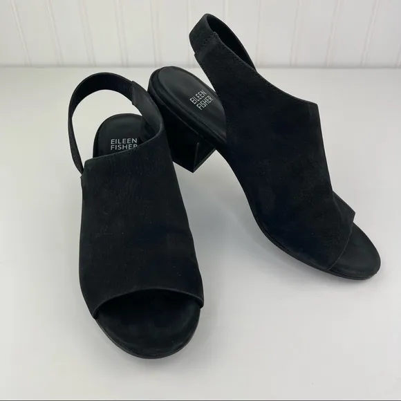Eileen Fisher Leigh Slingback Open Toe Heeled Sandals Size 6.5