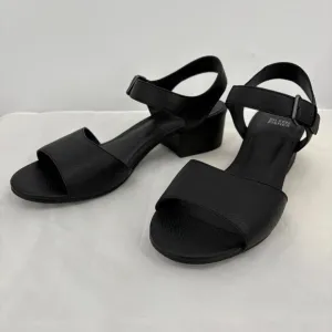 Eileen Fisher Pebbled Leather Slingback Block Heel Sandals, Sz 9.5 Black Classic