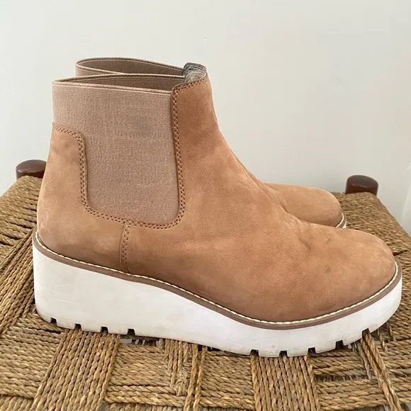 Eileen Fisher Shoes Women's 9 Chelsea Boot Wedge Washed Leather Ankle Bootie