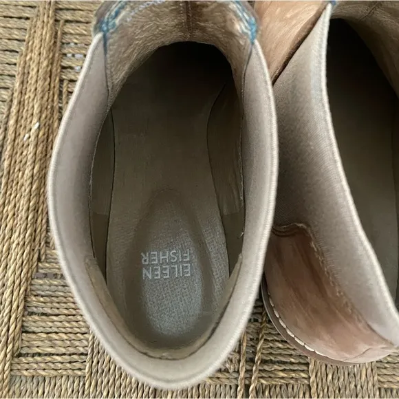 Eileen Fisher Shoes Women's 9 Chelsea Boot Wedge Washed Leather Ankle Bootie