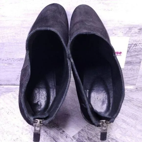 Eileen Fisher Verge Block Heel Suede Ankle Boot Black Women's sz 9.5