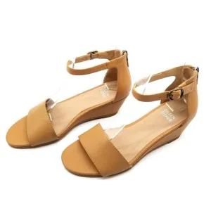 Eileen Fisher Women Small Wedge Sandals Size 10 Beige Leather Ankle Strap