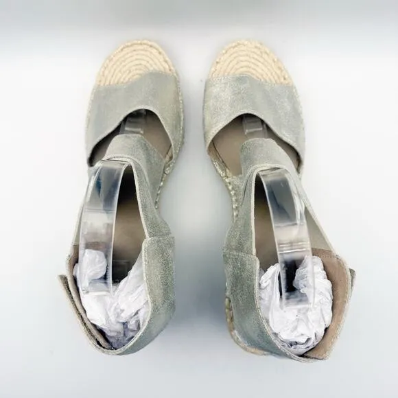 Eileen Fisher Womens Willow Wedge Sandal US 10 EU 40.5 Silver Glitter Suede NWOB