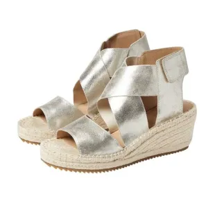 Eileen Fisher Womens Willow Wedge Sandal US 10 EU 40.5 Silver Glitter Suede NWOB