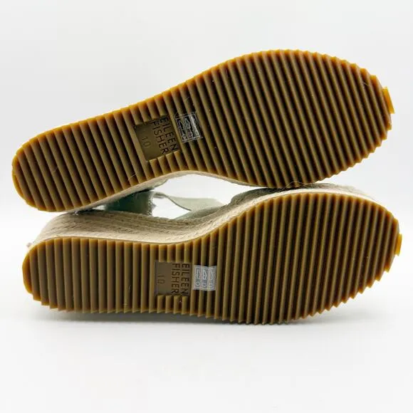 Eileen Fisher Womens Willow Wedge Sandal US 10 EU 40.5 Silver Glitter Suede NWOB