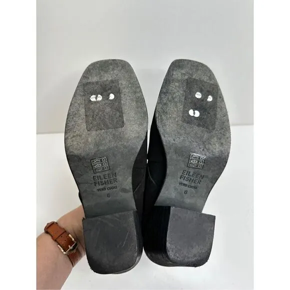 Eileen Fisher Boots Womens Size 6 Black Ember Block Heel Booties