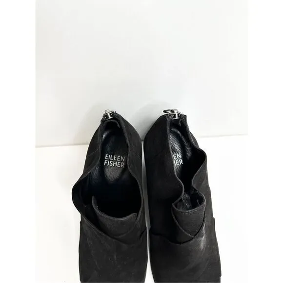 Eileen Fisher Boots Womens Size 6 Black Ember Block Heel Booties