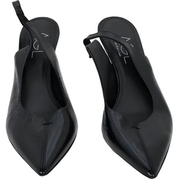 Elegant AGL Agnese Black Slingback Pumps EU Size 36.5