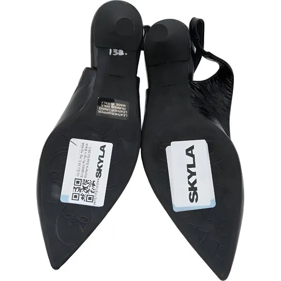 Elegant AGL Agnese Black Slingback Pumps EU Size 36.5
