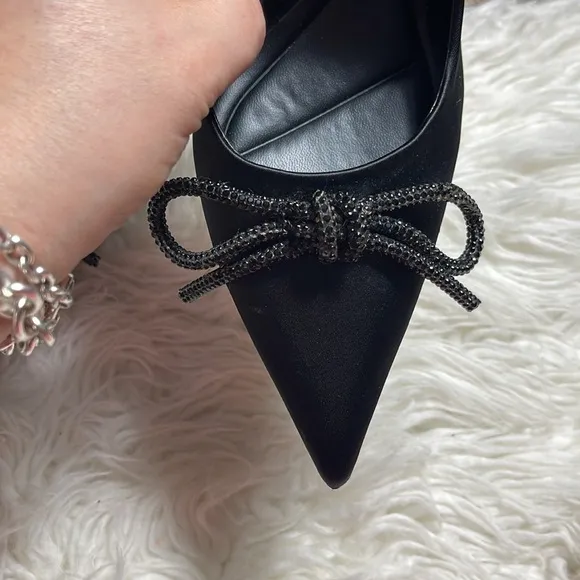 Elegant Black Heels with Bow by ZARA
