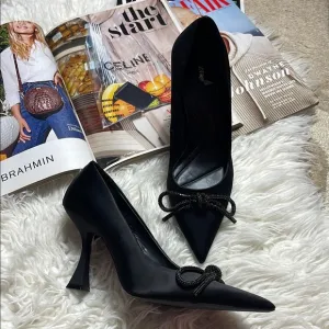 Elegant Black Heels with Bow by ZARA