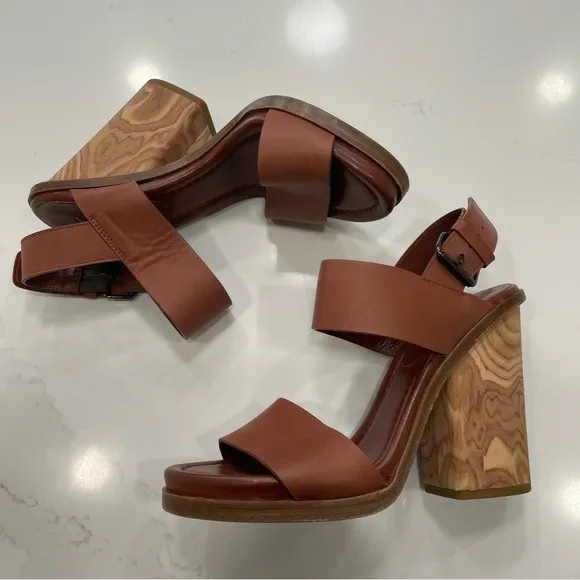 Elegant Brown Block Heel Sandals