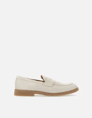 Elva beige mocka kalvskinn loafers