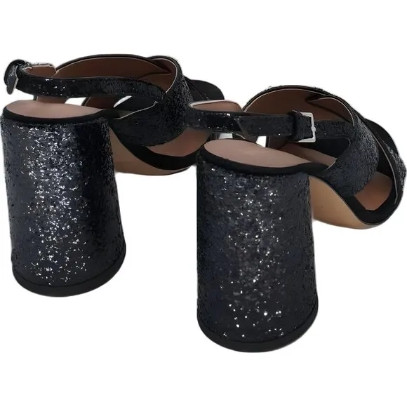 Emporio Armani Women's Metallic Block Heel Sandal EU 38