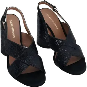 Emporio Armani Women's Metallic Block Heel Sandal EU 38