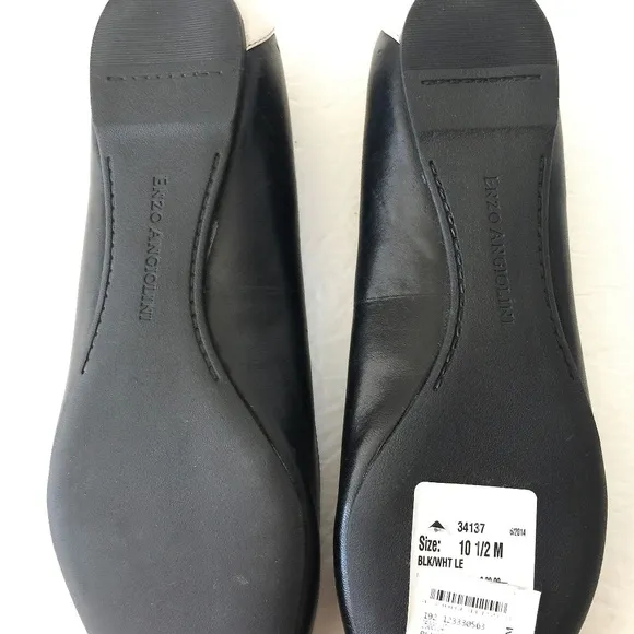 Enzo Angiolini Black Leather Pointy Flats 10.5 NEW