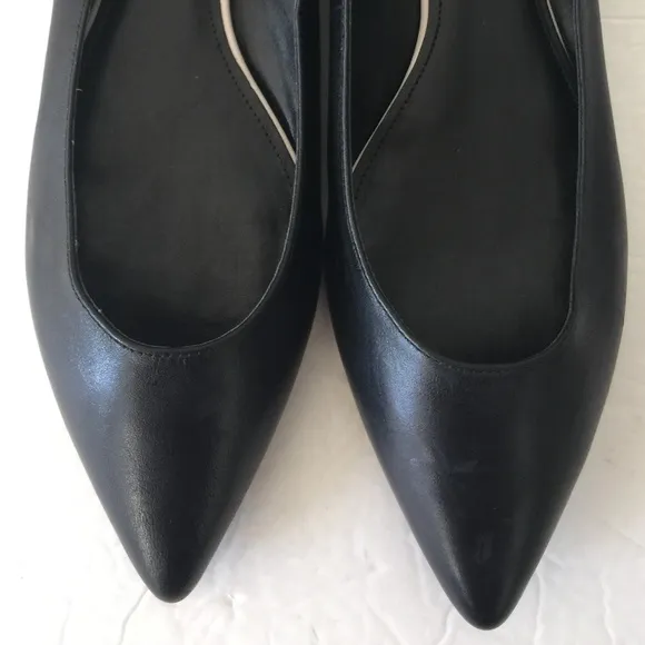 Enzo Angiolini Black Leather Pointy Flats 10.5 NEW