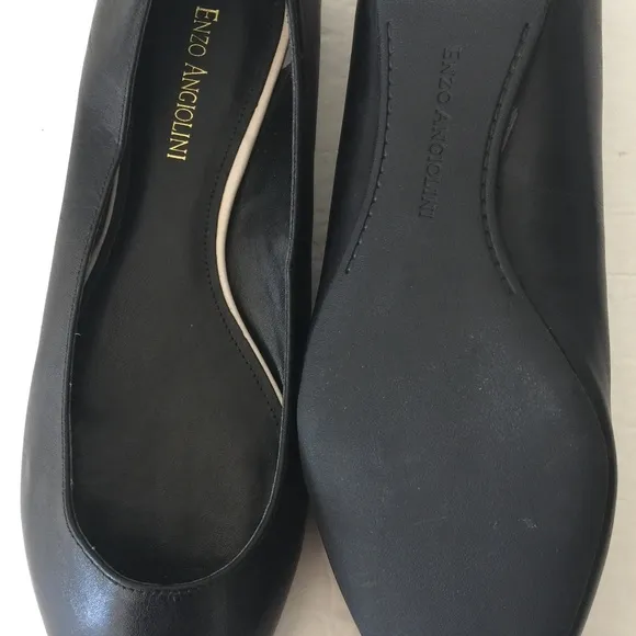 Enzo Angiolini Black Leather Pointy Flats 10.5 NEW