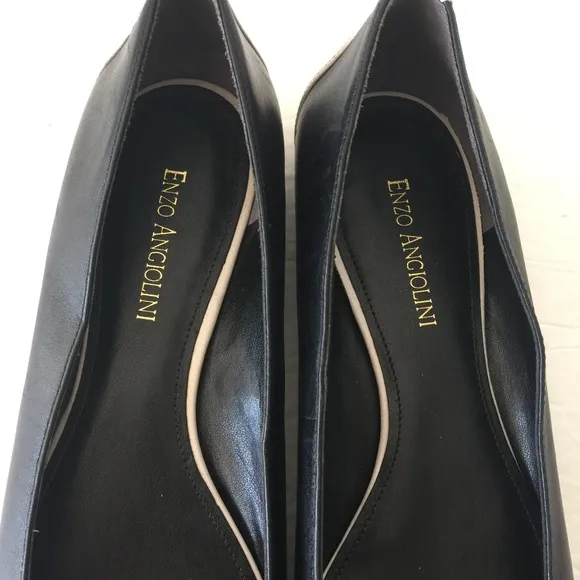 Enzo Angiolini Black Leather Pointy Flats 10.5 NEW