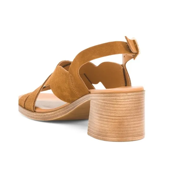 ERAM Suede Cross Band Sandals Brandy Brown Women’s EU Size 36
