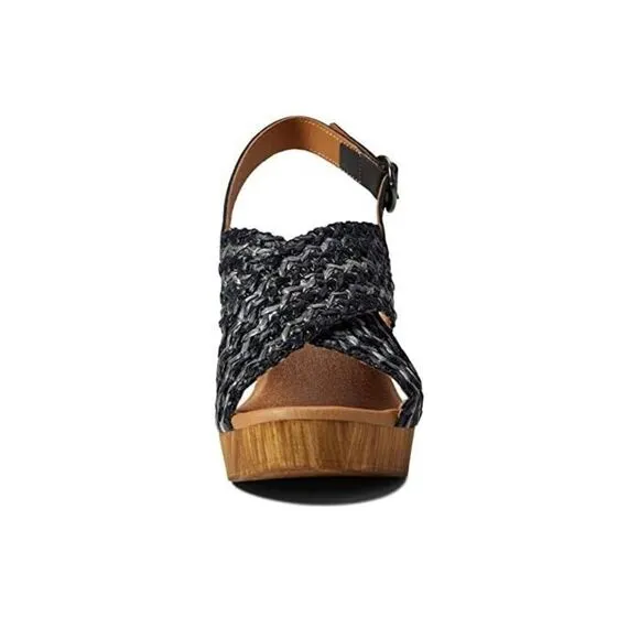 Eric Michael Martie Sandals Women's US 10-11 Black Block Heel Slingback KHD673