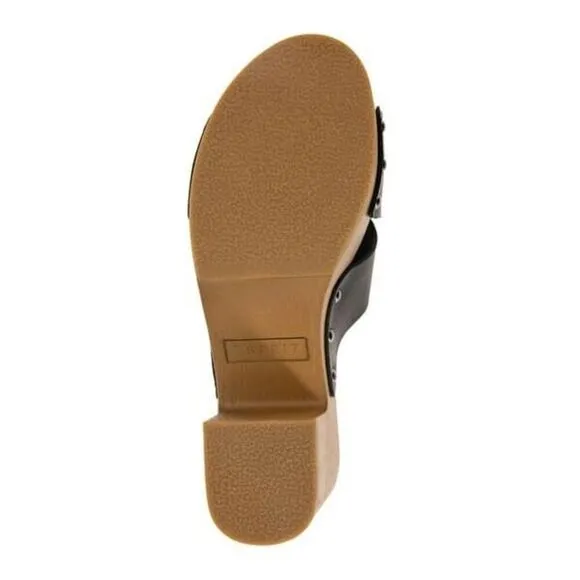 Esprit Mia Slide Womens Size 6 Black Leather Block Heel Slip-On Sandals KHD497